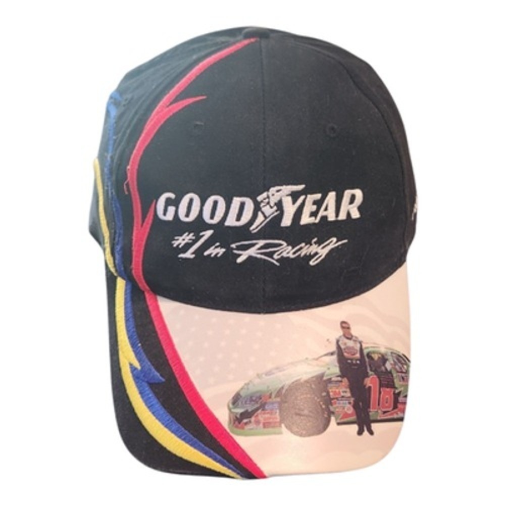 Goodyear #1 in‎ Racing K-Products Vintage Black Strapback Hat Graphic Bill Mens